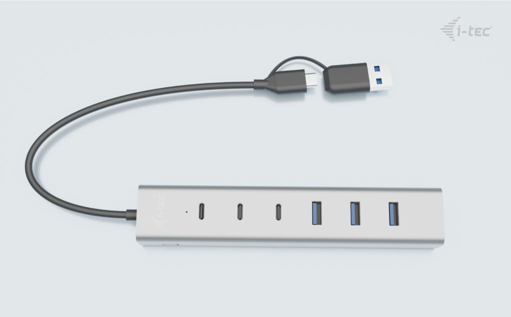 I-TEC USB-C/USB-A Charging Metal HUB 7 Port 3x USB-C 3.2 Gen. 1 4x USB-A 3.2 Gen. 1