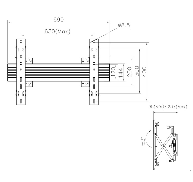 Equip Wandhalterung 37-65/1TFT Popout 1Gelenk 30Kg sw lite Retail