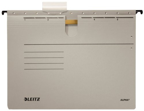 LEITZ Hängehefter ALPHA® 1984 Karton grau DIN A4 1x kaufmännische Heftung, 5 St.