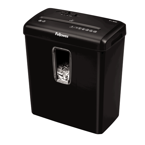 Fellowes Powershred P-30C Aktenvernichter mit Partikelschnitt P-4, 4 x 34 mm, bis 6 Blatt, schwarz