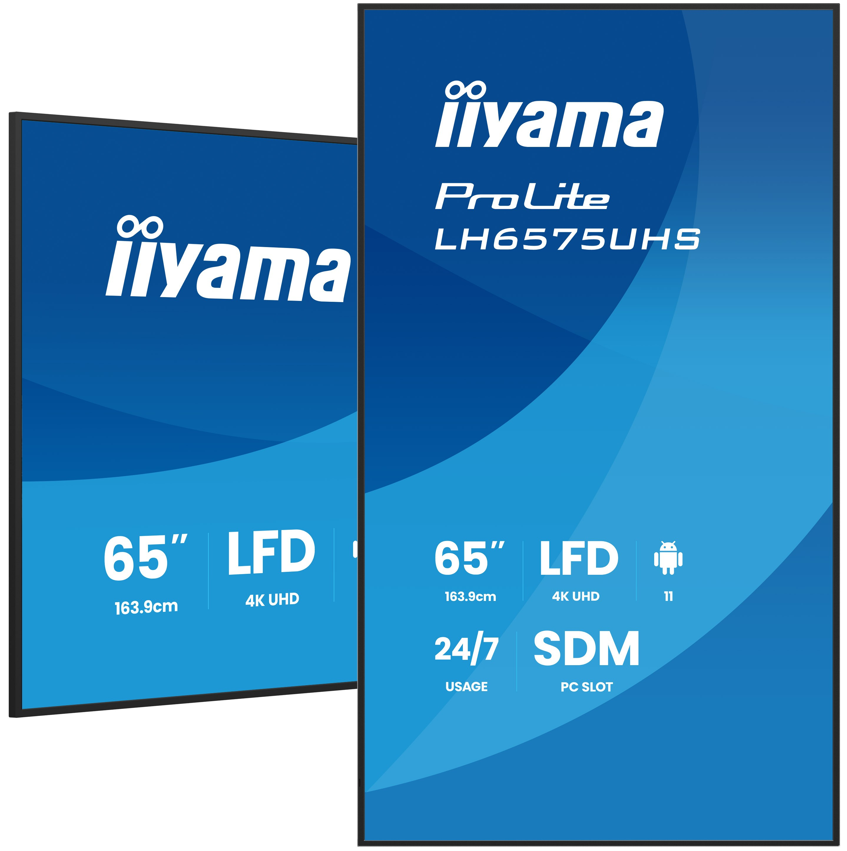 IIYAMA LH6575UHS-B2AG 165,1cm 65Zoll 3840x2160 UHD IPS panel Haze 25Percent 500cd/m Landscape and Portrait