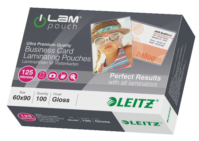 LEITZ Laminierfolien glänzend für Visitenkartenformat 125 micron, 100 St.