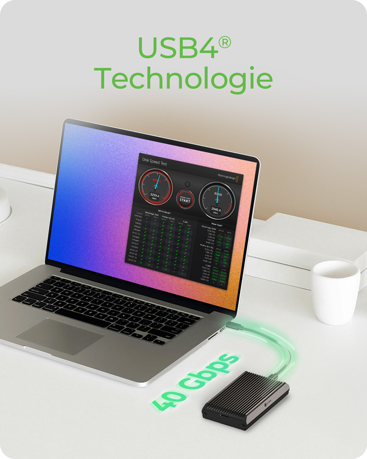 Geh. IcyBox für NVMe M.2 SSD zu Type-C USB 4