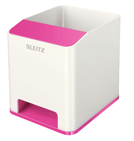 LEITZ Stiftehalter WOW Duo Colour perlweiß/pink Polystyrol 2 Fächer 9,0 x 10,1 x 10,0 cm