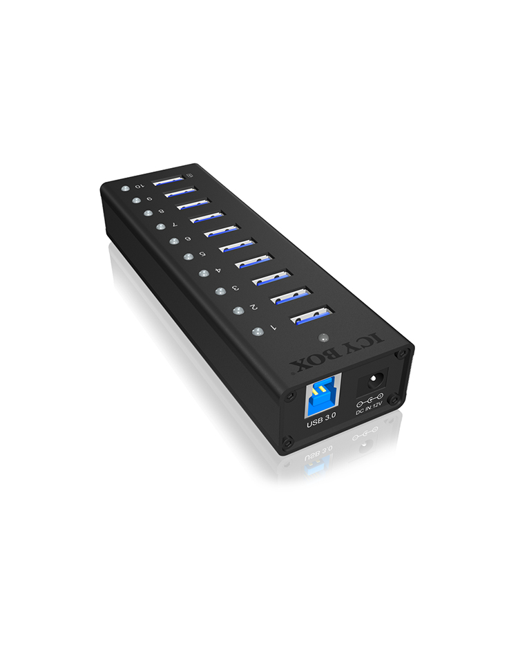 Hub 10-Port IcyBox USB 3.0 IB-AC6110 mit USB Ladeanschluss