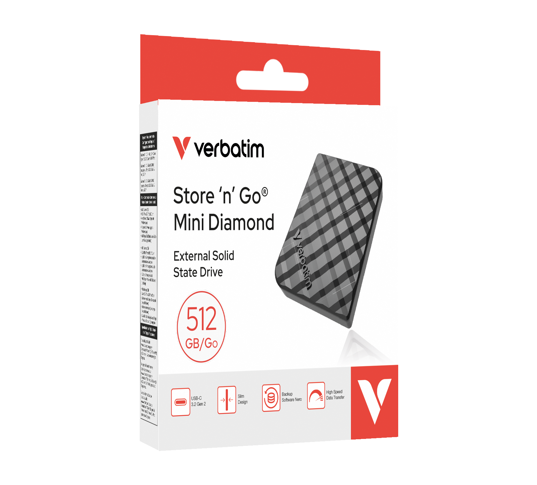verbatim Store n Go Mini Diamond 512 GB externe SSD-Festplatte schwarz
