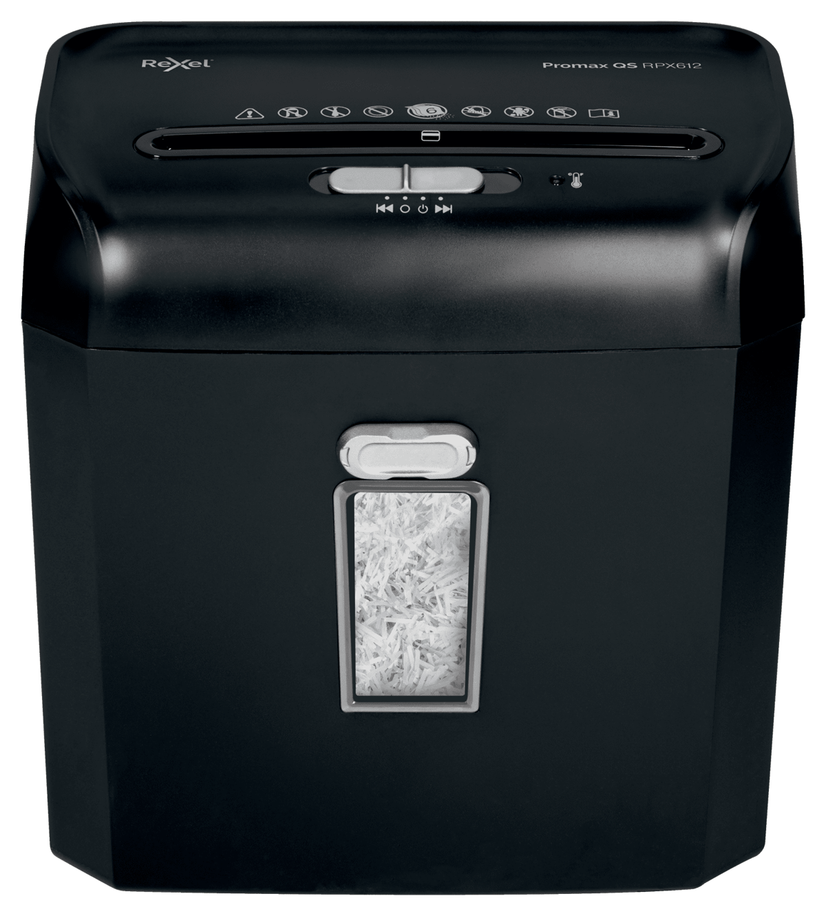 Rexel ProMax RPX612 Aktenvernichter mit Partikelschnitt P-4, 4 x 40 mm, bis 6 Blatt, schwarz