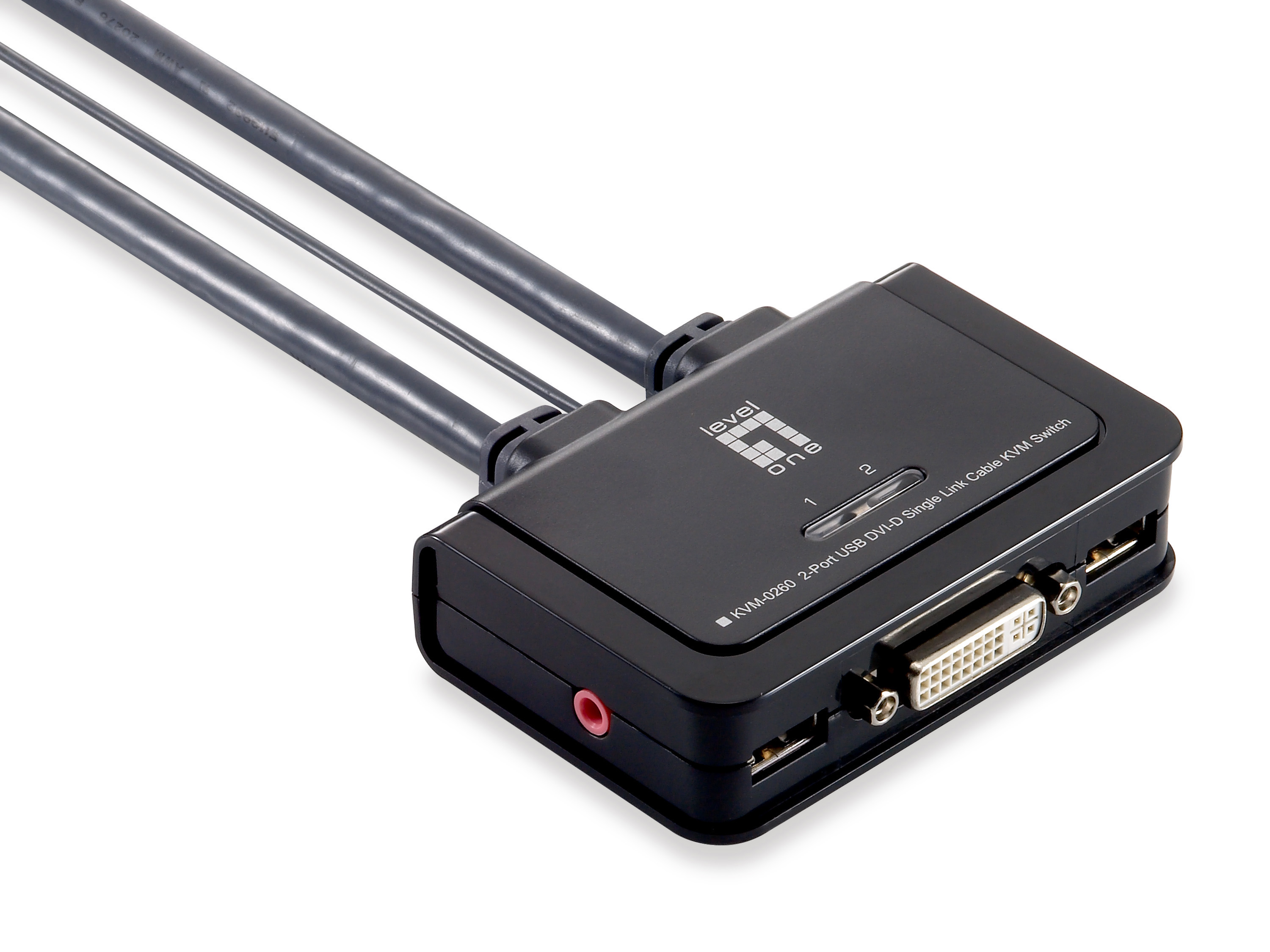 LevelOne KVM Switch 2-Port DVI-D Single audio support sw