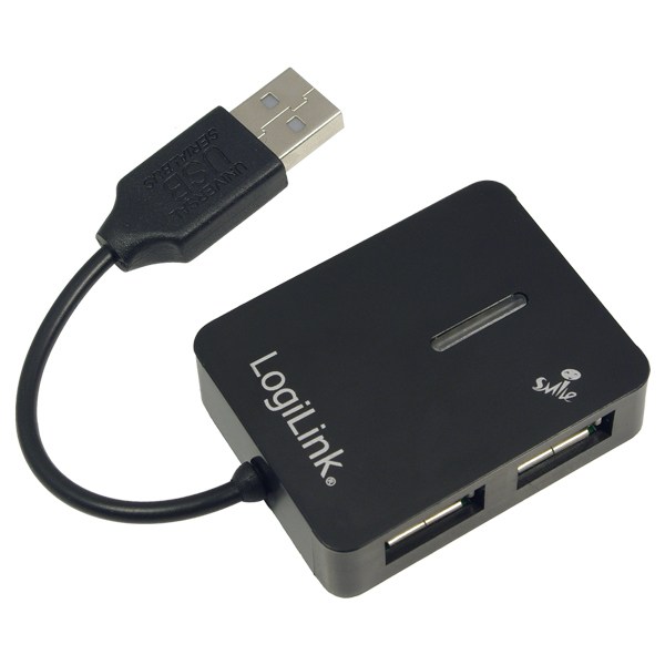 Logilink USB-HUB Smile 4-Port o. NT schwarz