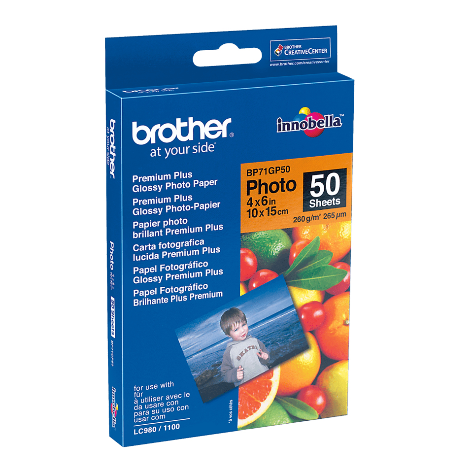 brother Fotopapier BP71GP50 DIN A6 glänzend 260 g/qm 50 Blatt