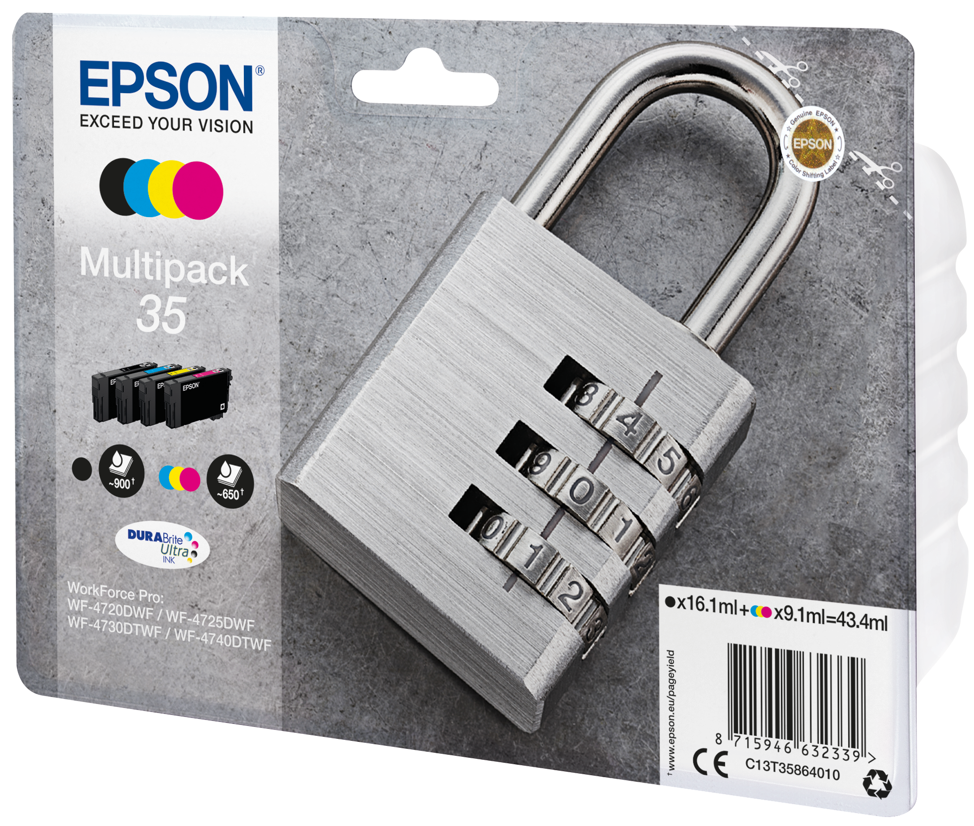 EPSON 35 / T3586 (Vorhängeschloss) schwarz, cyan, magenta, gelb Druckerpatronen, 4er-Set