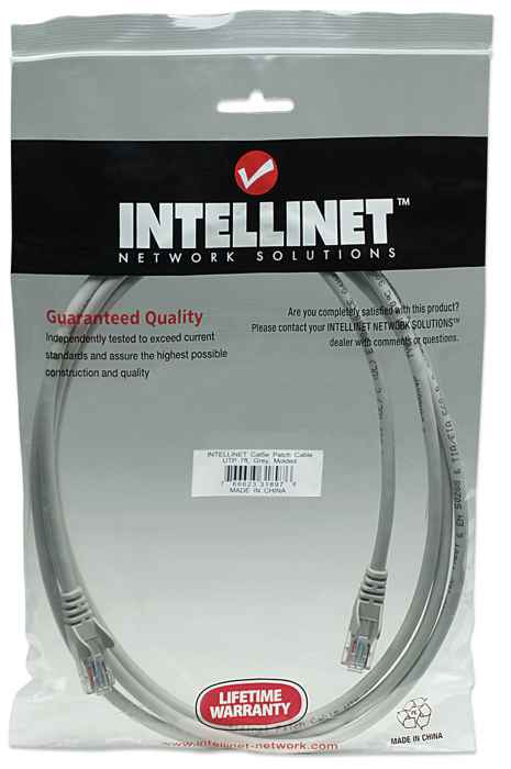 INTELLINET Patchkabel RJ45 U/UTP Cat5e 2.0m Hebelschutz grau