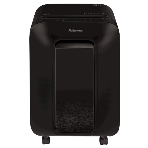 Fellowes Powershred LX 201 Aktenvernichter mit Partikelschnitt P-5, 2 x 12 mm, bis 11 Blatt, schwarz