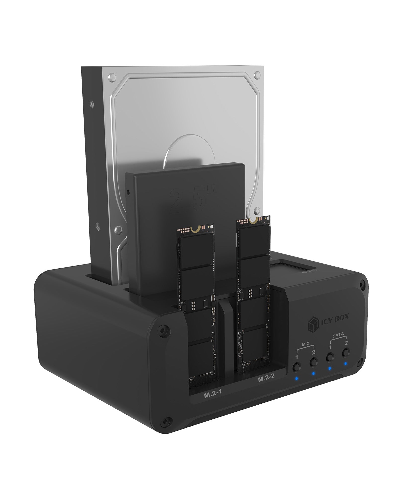 Geh. IcyBox 4-Bay für 2x M.2 NVMe und 2x 2,5/3,5 HDD/SSD