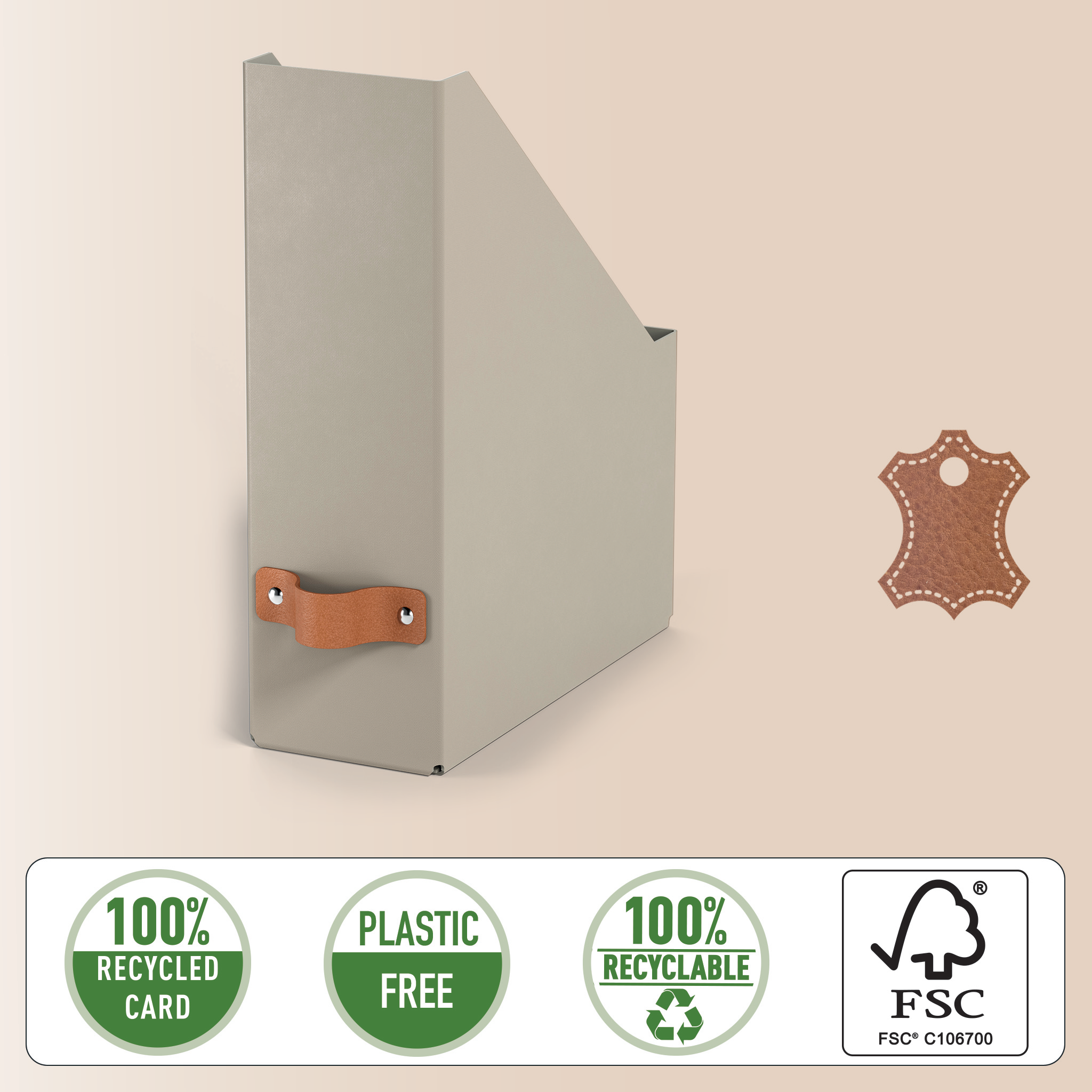 LEITZ Stehsammler Puro 24710012 beige Karton, DIN A4, 2 St.