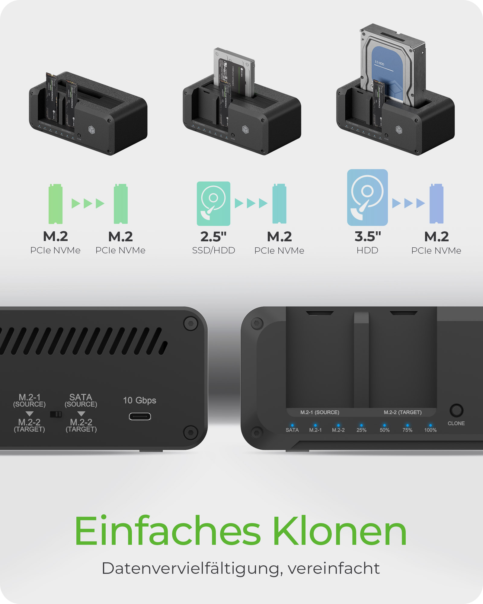 Docking- & Klonstation IcyBox SATA & M.2 USB3.2 Type retail