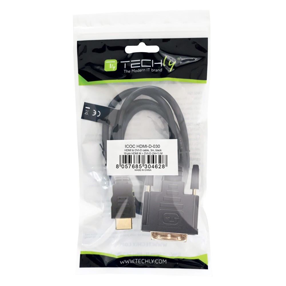 Techly HDMI zu DVI-D Kabel 3m schwarz