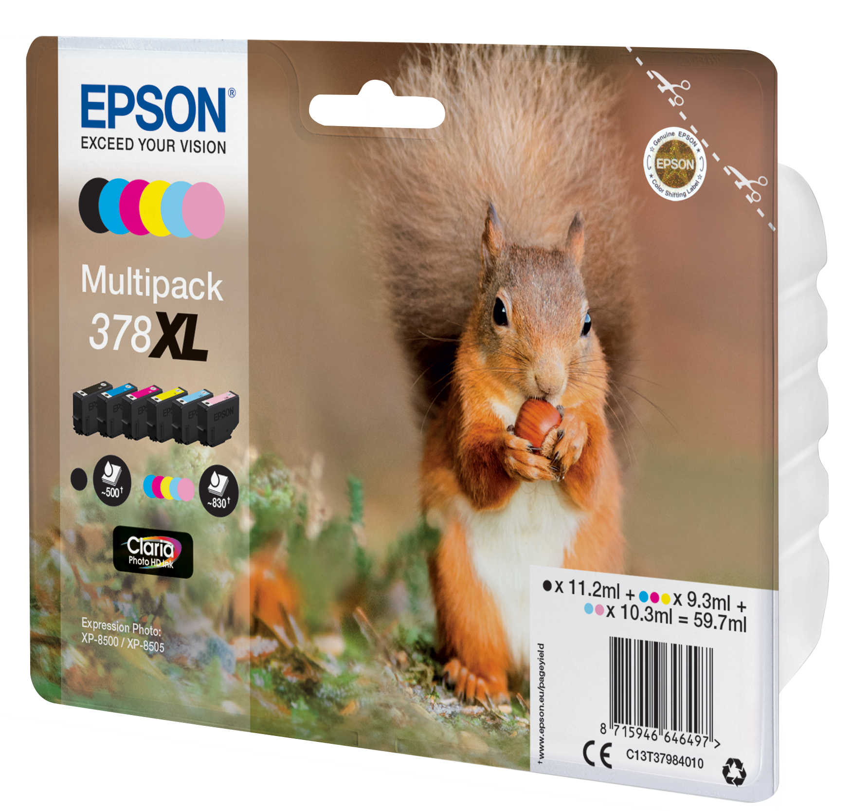 EPSON 378XL/T37984 (Eichhörnchen) schwarz, cyan, magenta, gelb, light cyan, light magenta Druckerpatronen, 6er-Set
