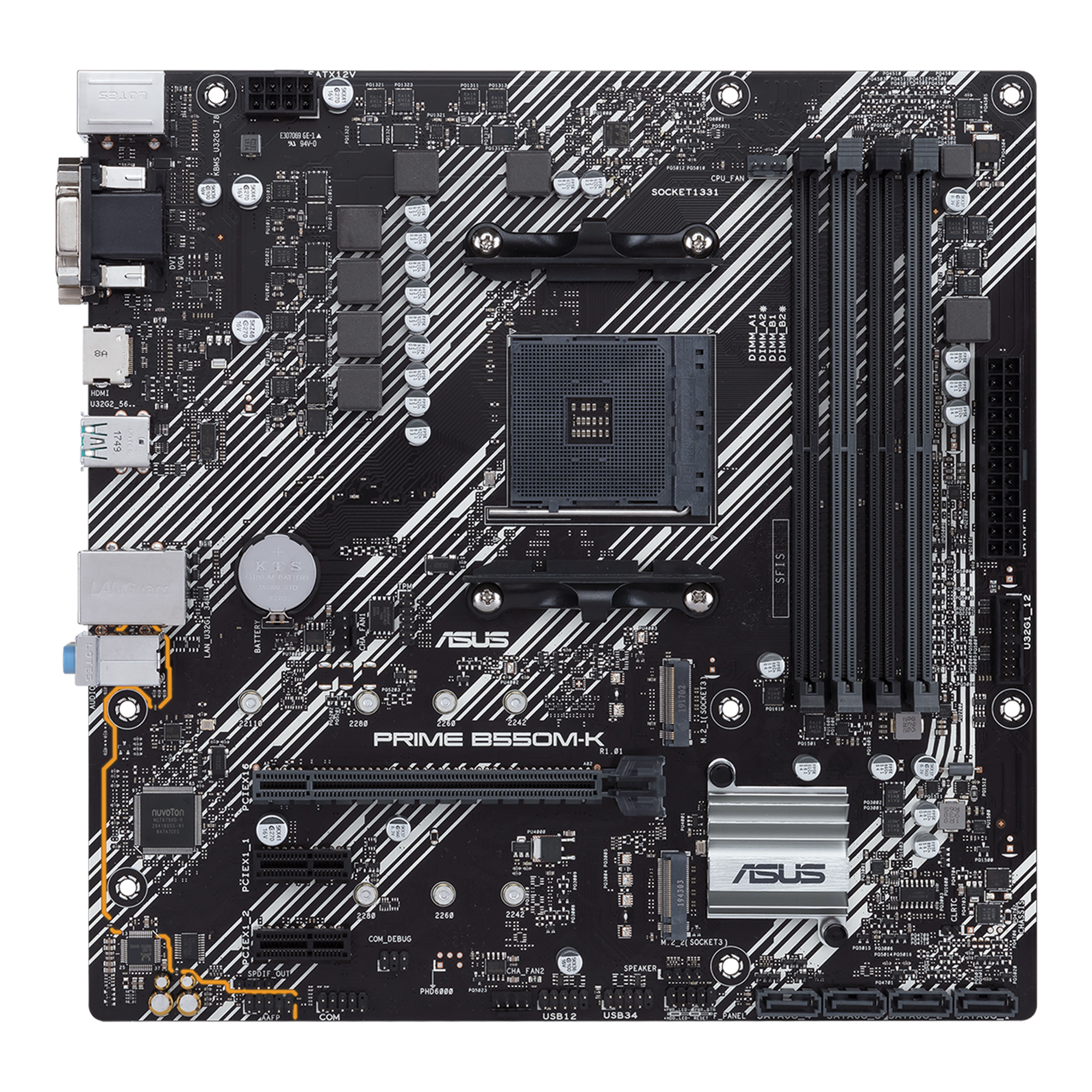 ASUS PRIME B550M-K mATX MB dual M.2 PCIe 4.0 1Gb Ethernet HDMI/D-Sub/DVI SATA 6Gbps USB3.2 Gen 2 Type-A