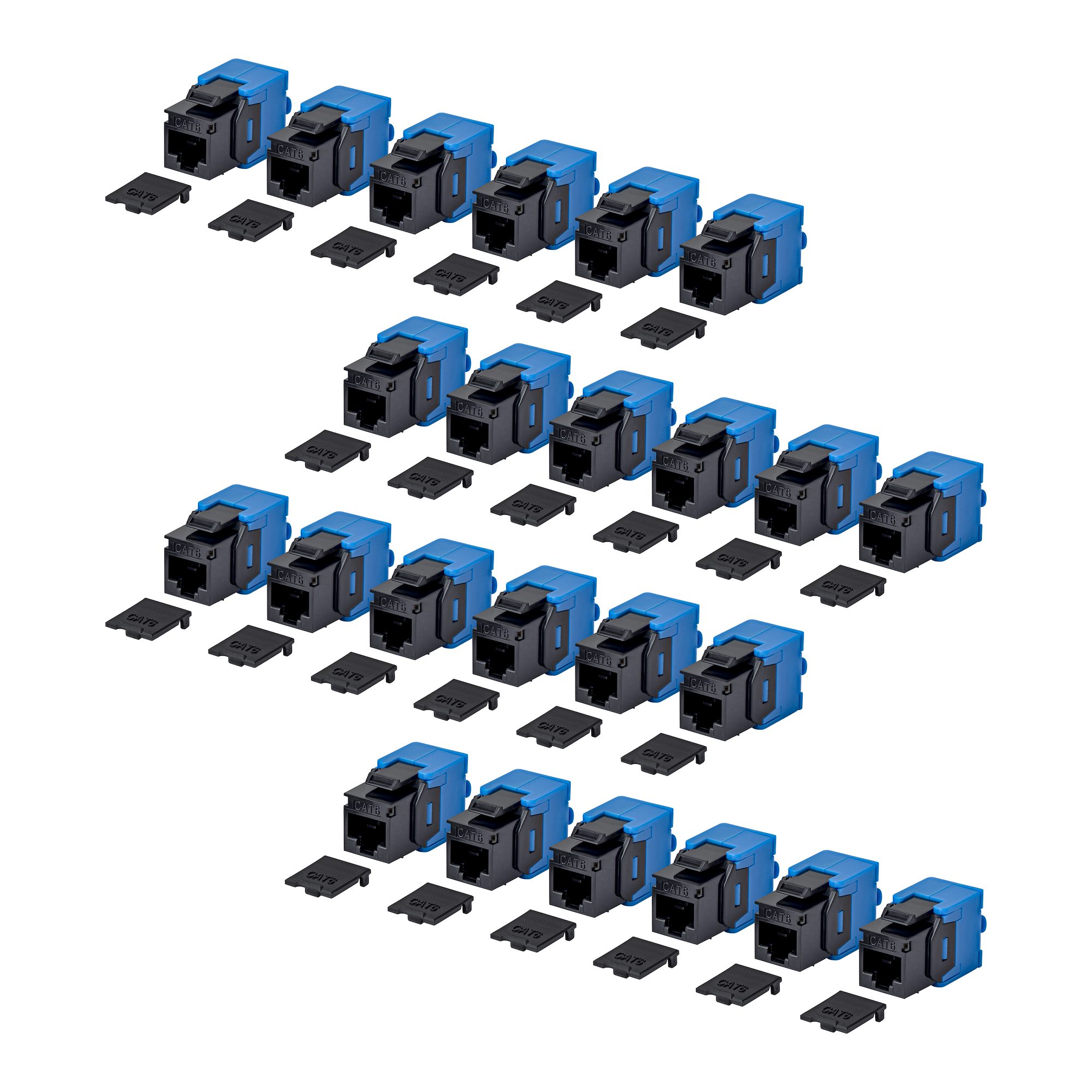 CAT6 KEYSTONE JACK 24-PACK 24-PACK180-DEGREE TOOLLESS BLACK