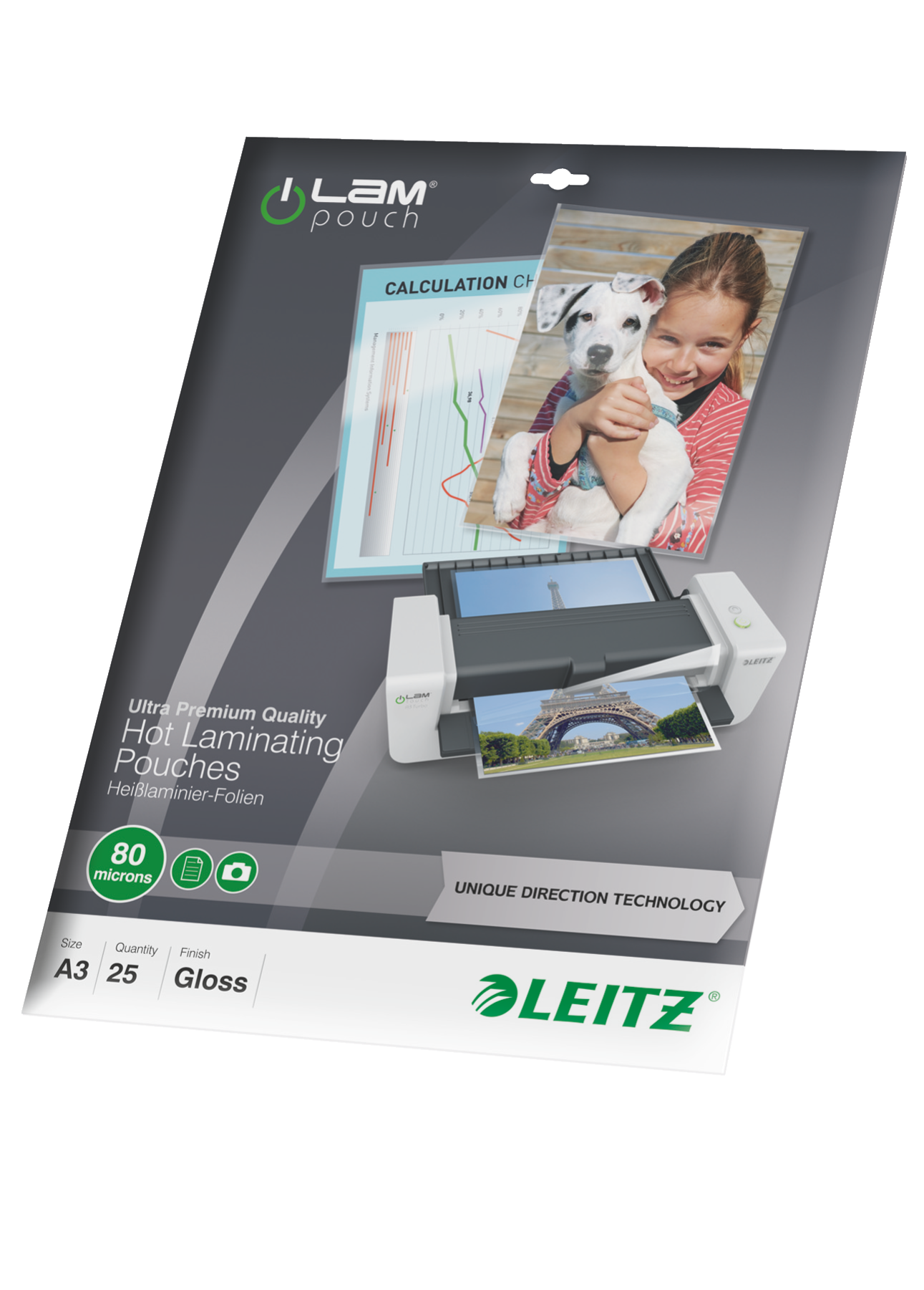 LEITZ Laminierfolien UDT glänzend für A3 80 micron, 25 St.