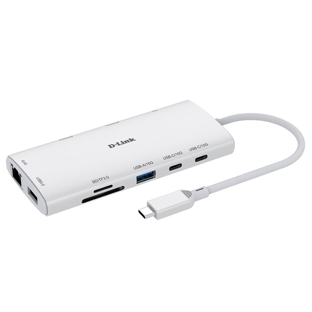 D-LINK DUP-A01 10-in-1 USB-C Hub 2x HDMI 4K 1x PD 1x SD/TF3.0 1x USB-A 10G 2x USB-C 10G 1x USB-A 1x RJ-45
