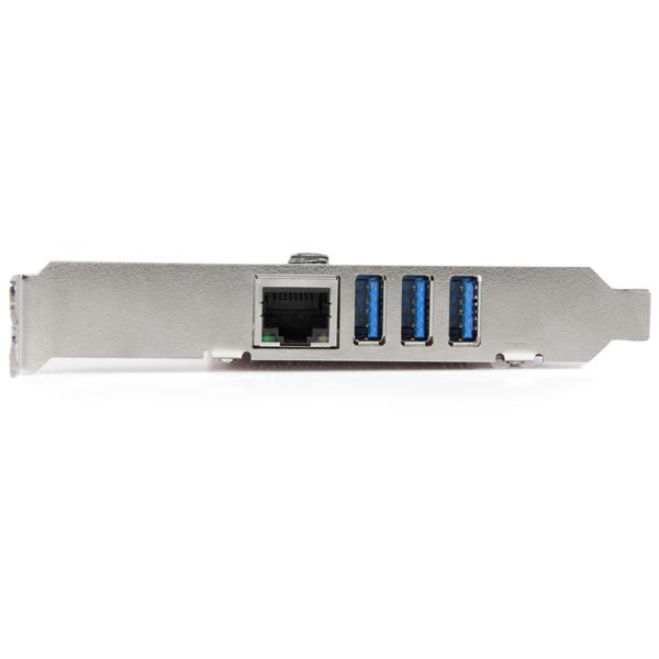 StarTech.com 3-Port PCI Express USB 3.0 Karte mit Gigabit Ethernet 5 Gbit/s Rot