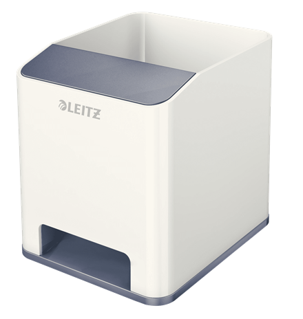 LEITZ Stiftehalter WOW Duo Colour perlweiß/grau Polystyrol 2 Fächer 9,0 x 10,1 x 10,0 cm