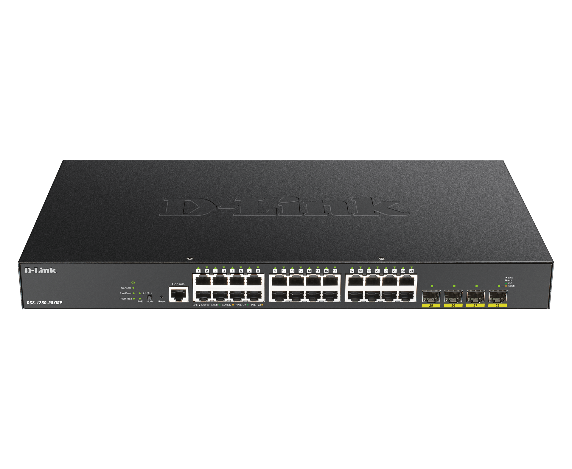D-LINK DGS-1250-28XMP/E 28-Port Smart Managed PoE+ Gigabit Switch 24x 10/100/1000BASE-T PoE 4x 10-Gigabit-Port (SFP+)