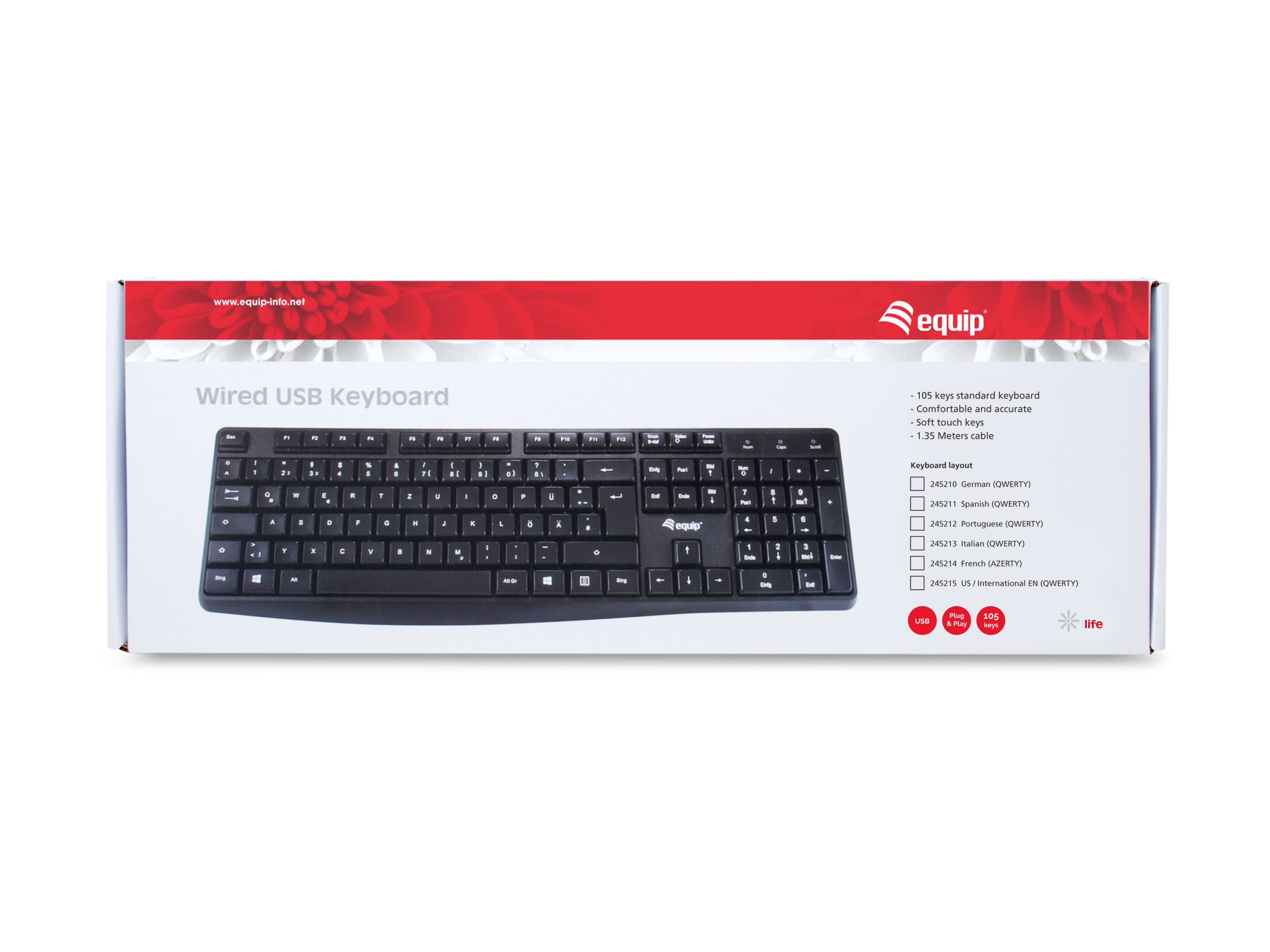 Equip Tastatur Kabelgebunden IT schwarz 1.50m