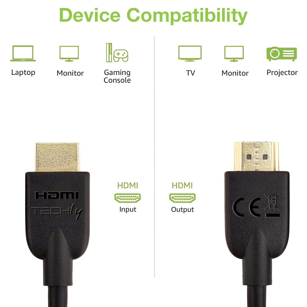TECHLY HDMI 4K 60Hz High Speed Anschlusskabel mit Ethernet schwarz 2m
