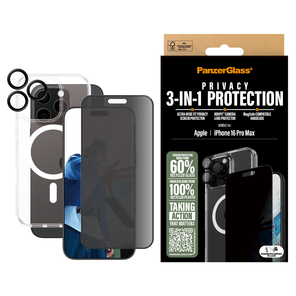 PANZERGLASS 3-IN-1 PRIVACY PROTECTION BUNDLE IPHONE 16 6.9I
