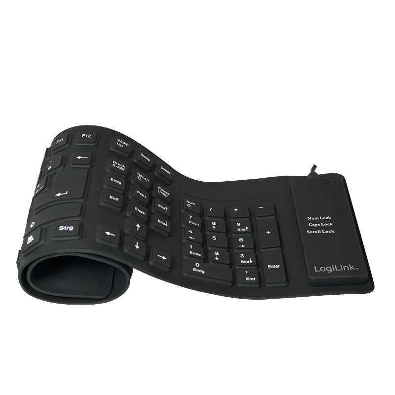 Logilink Tastatur USB / PS/2 Flexibel Wasserfest schwarz
