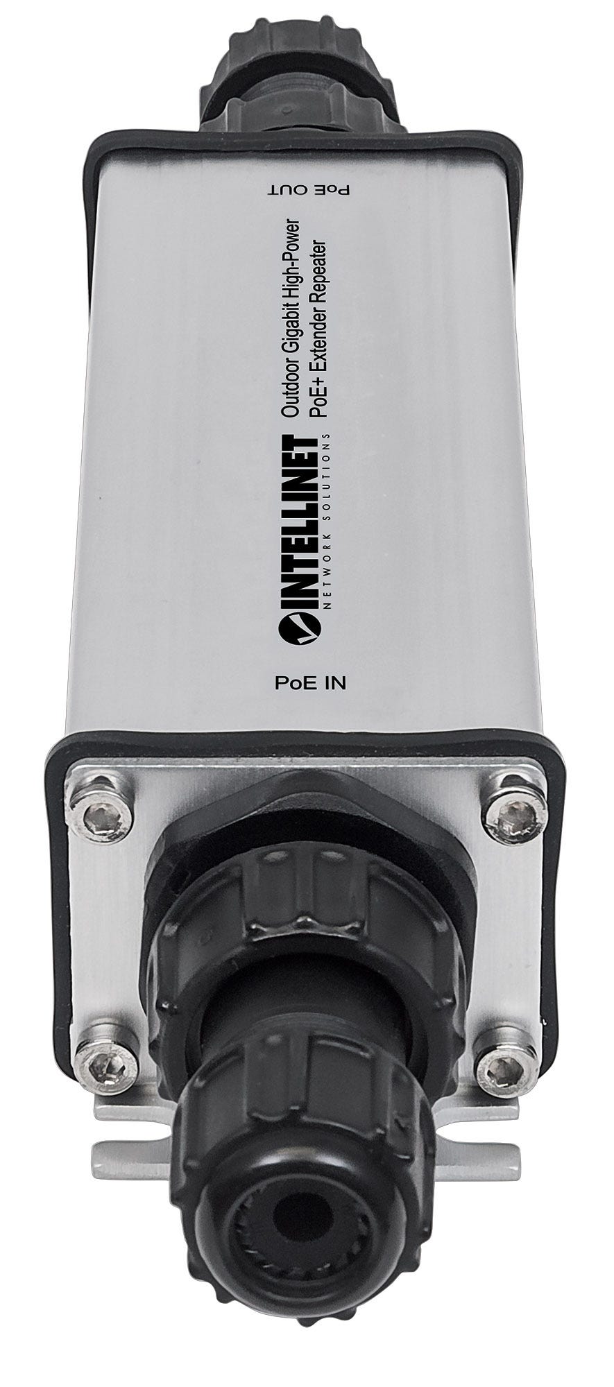 INTELLINET Outdoor Gigabit PoE+ Extender IEEE 802.3at/af verlaengert die Reichweite einer PoE-Verbindung um 100m Metall IP65