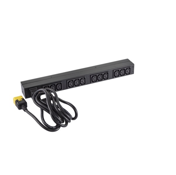APC Basic Rack-Mount PDU Rack AC 208/230V input IEC 60320 C20 output connectors 12 power IEC 60320 C13 1U 19 2,49m cord BK