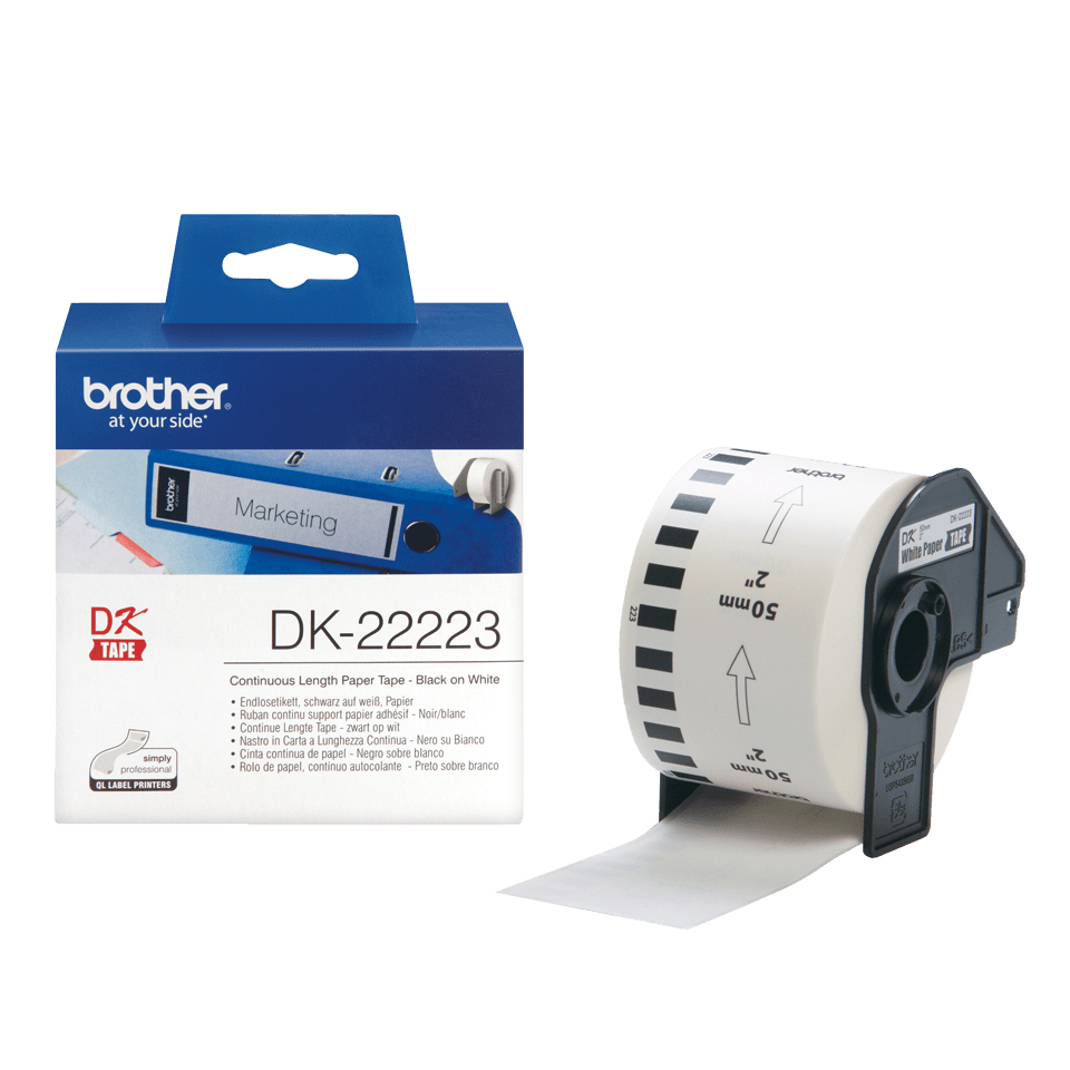 DK CONTINUOUS LABELS WHITE F/ QL-500/550 PAPER 30.48M 50MM