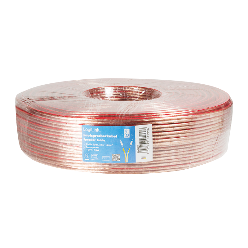 Logilink Lautsprecherkabel, 2x1.50 mm2, 100 m transparent