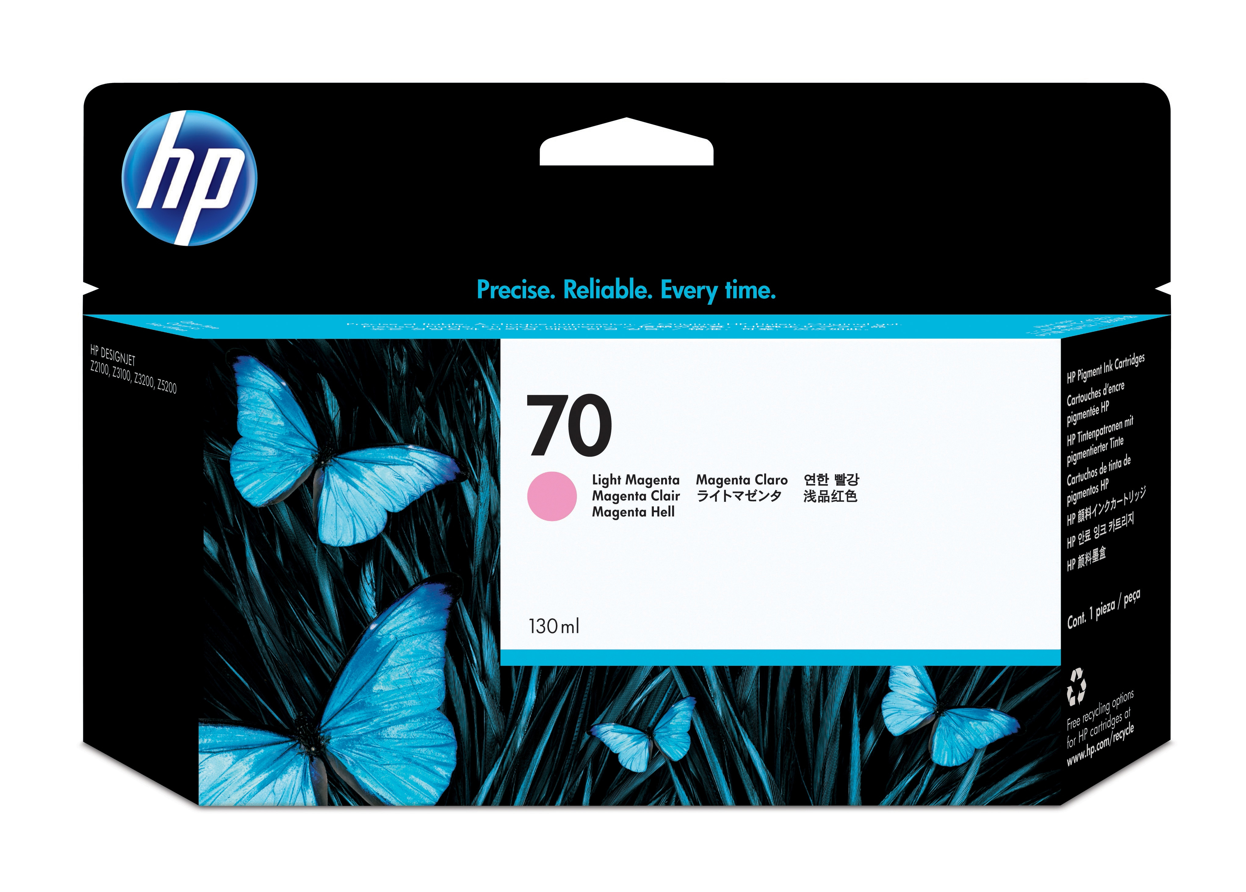 HP 70 original Ink cartridge C9455A light magenta standard capacity 130ml 1-pack with Vivera Ink cartridge