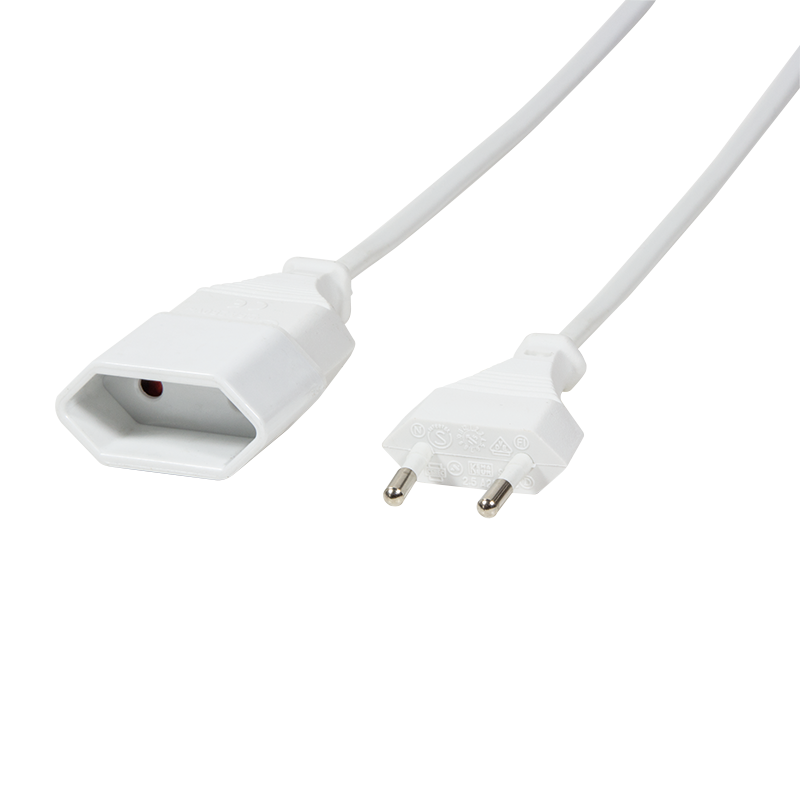 Logilink Netzkabel Euro CEE 7/16 Stecker zu Dose, 2m, WeiÃ