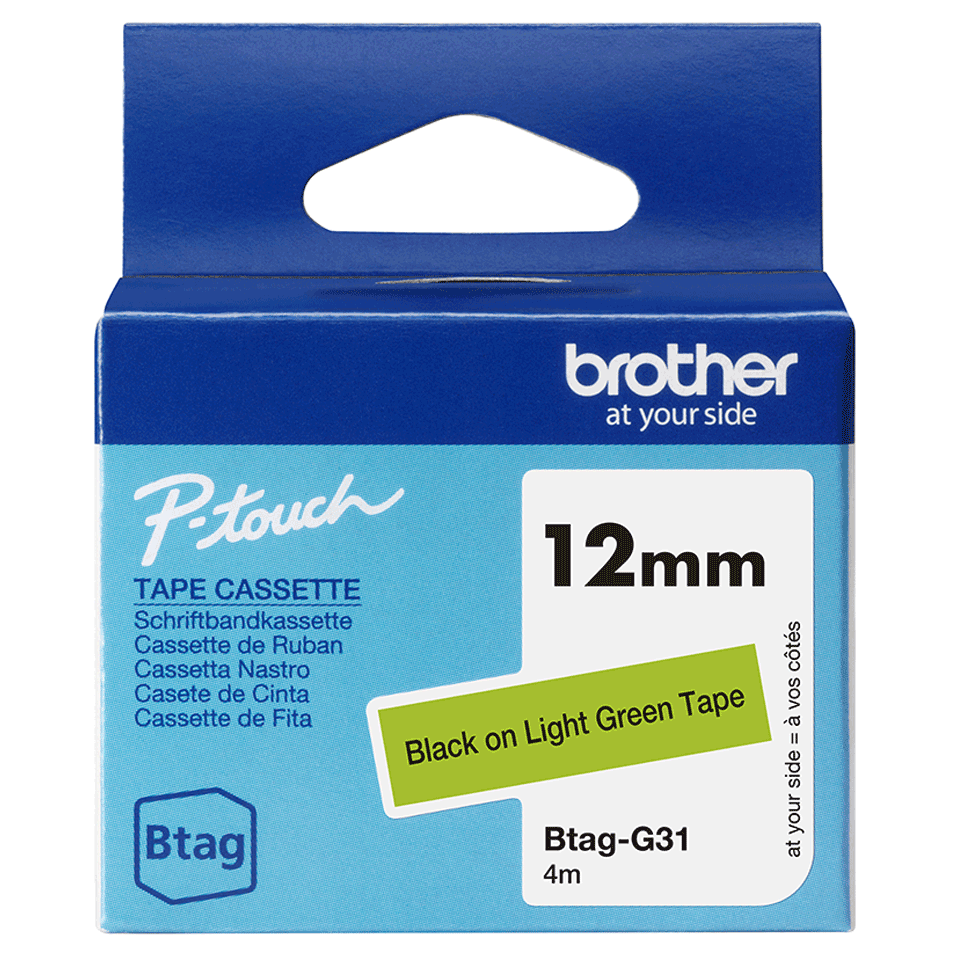 brother Schriftband Btag BTAGG31, 12 mm, schwarz auf grün, 1 St.