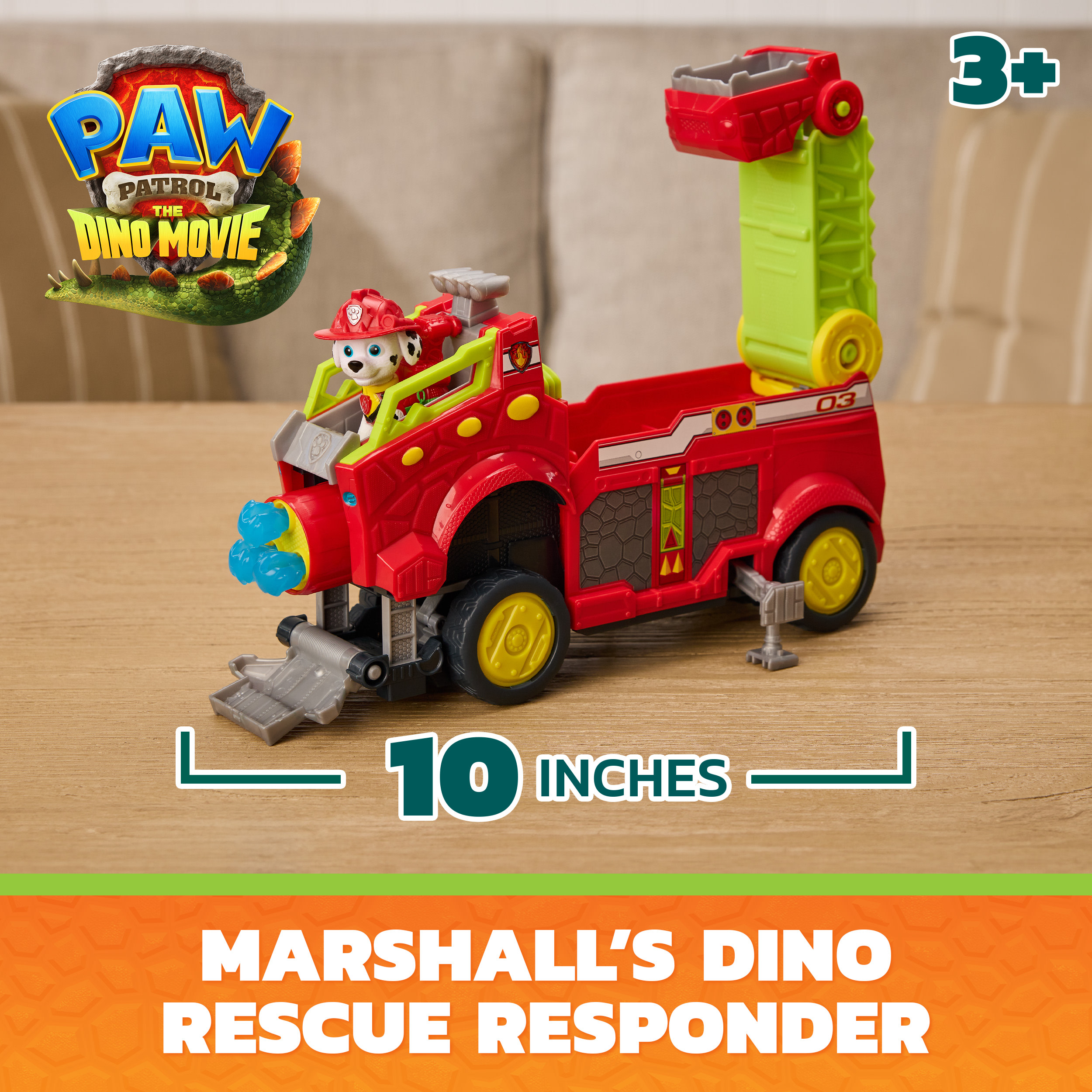 Paw Patrol: Der Dino Film - Marshalls extragroßes Dino-Rettungs-Feuerwehrauto, Spielfahrzeug