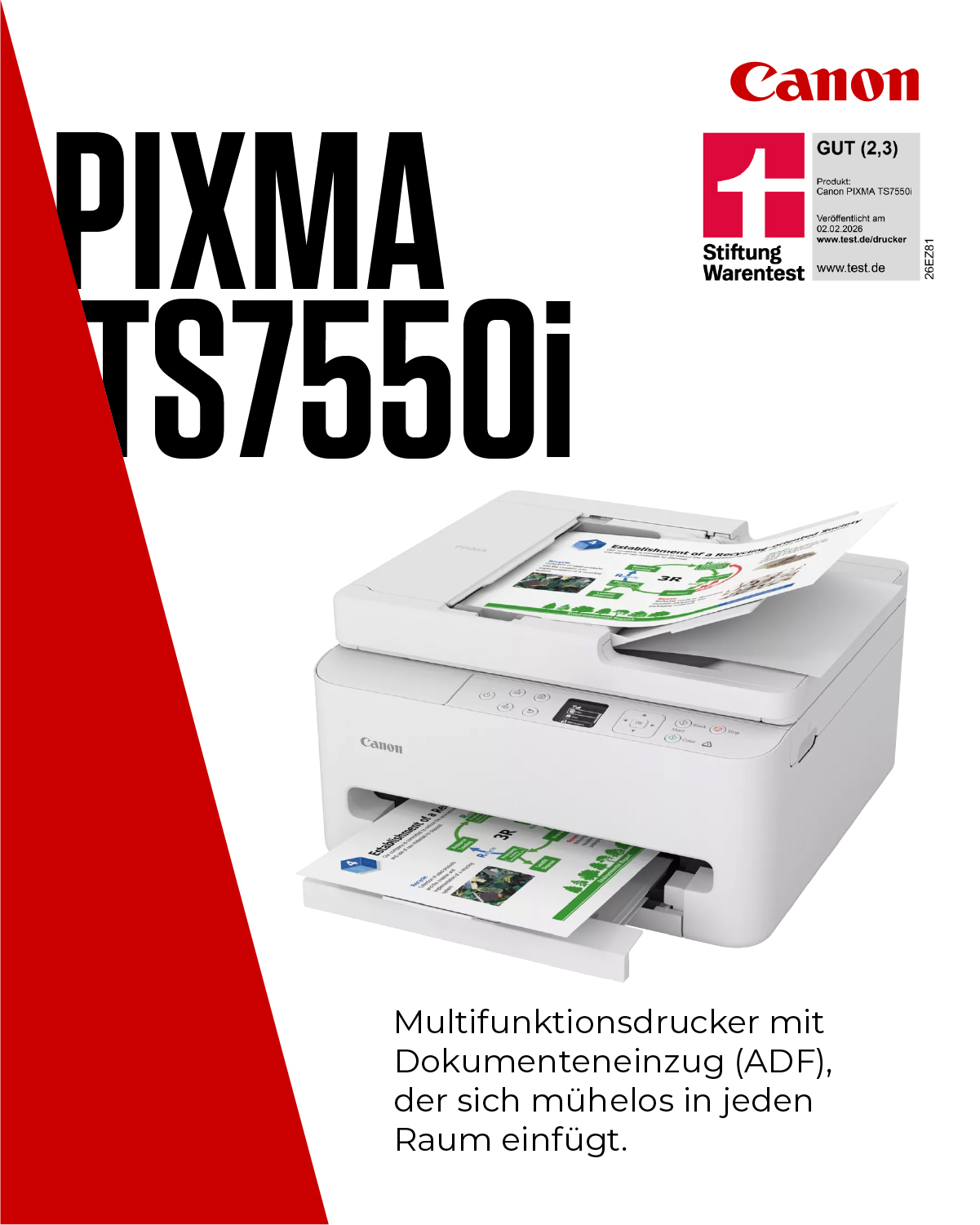 PIXMA TS7550I WHITE A4 MFP 3IN1 ADF WLAN 1200 X 1200 DPI