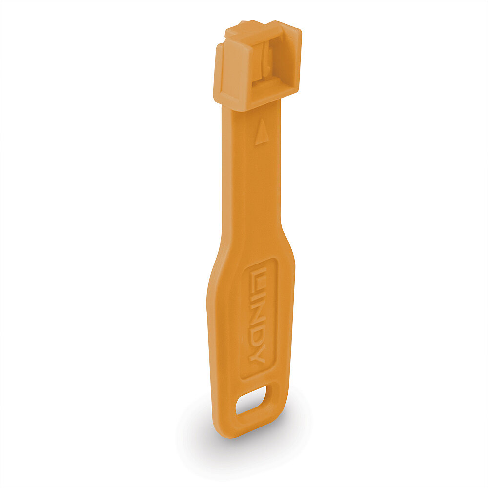 LINDY RJ45 Port Schlösser Orange, 10 Stck + 1 Schlüssel