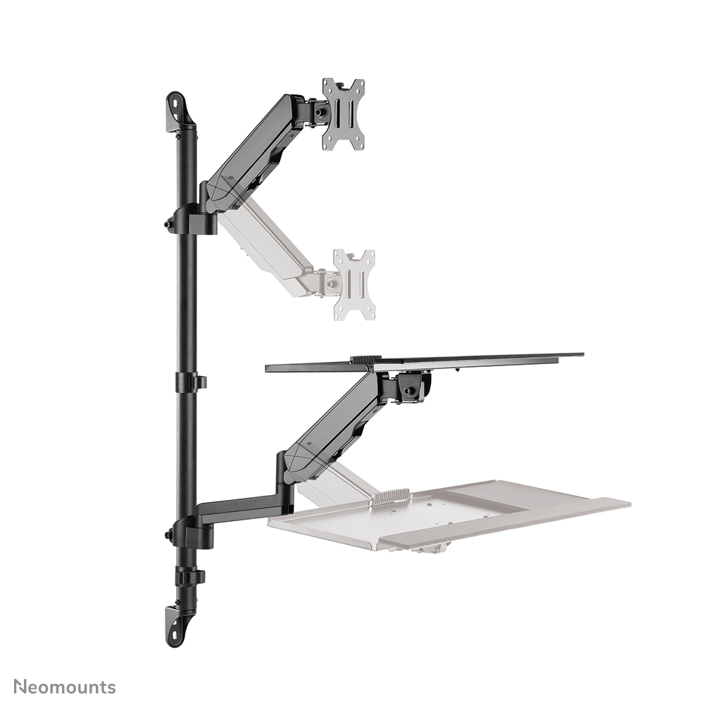 NEOMOUNTS wall mounted sit-stand workstation Screen Keyboard & Mouse