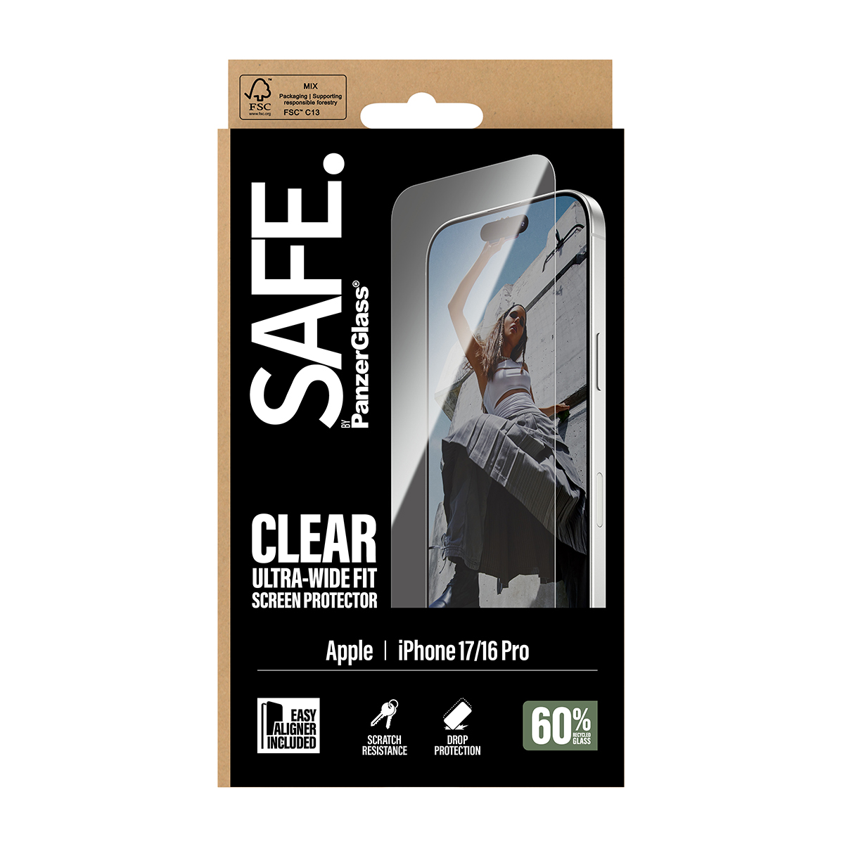SAFE. BY PANZERGLASS SCREEN PRO IPHONE 17/ 16PRO ULTRA-WIDE FIT