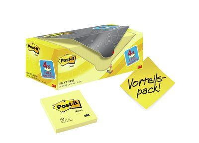 16 + 4 GRATIS: Post-it® Notes Haftnotizen gelb, 16 Blöcke + GRATIS 4 Blöcke