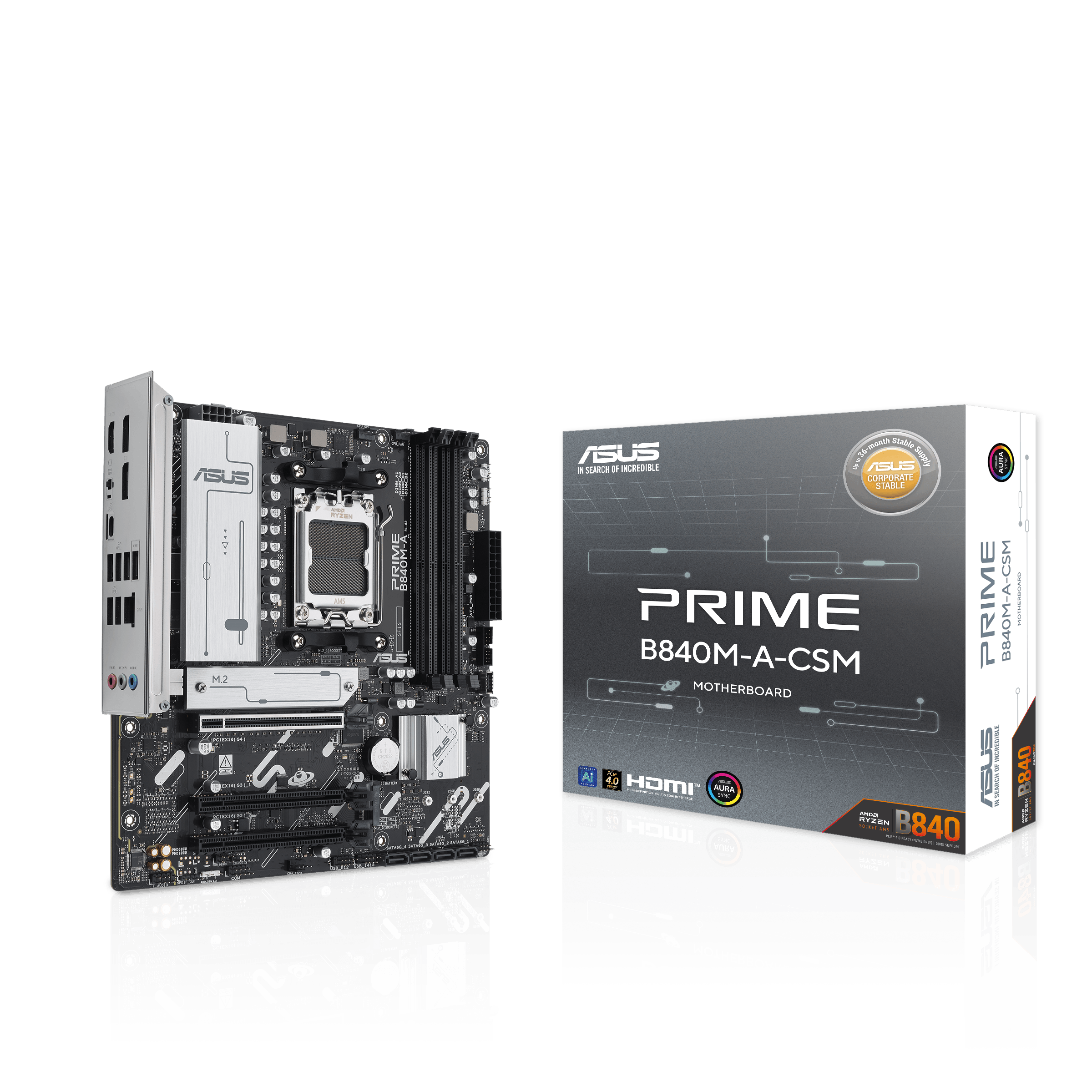 ASUS PRIME B840M-A-CSM AM5 DDR5 micro ATX MB 1xHDMI 2xDP 3xM.2 4xSATA