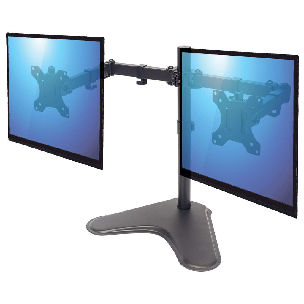 MANHATTAN Standfuss mit Monitorarm fuer 2 Monitore 33,02-81,28cm 13Z bis 32Z bis zu 8kg zweifach schwenkbar schwarz