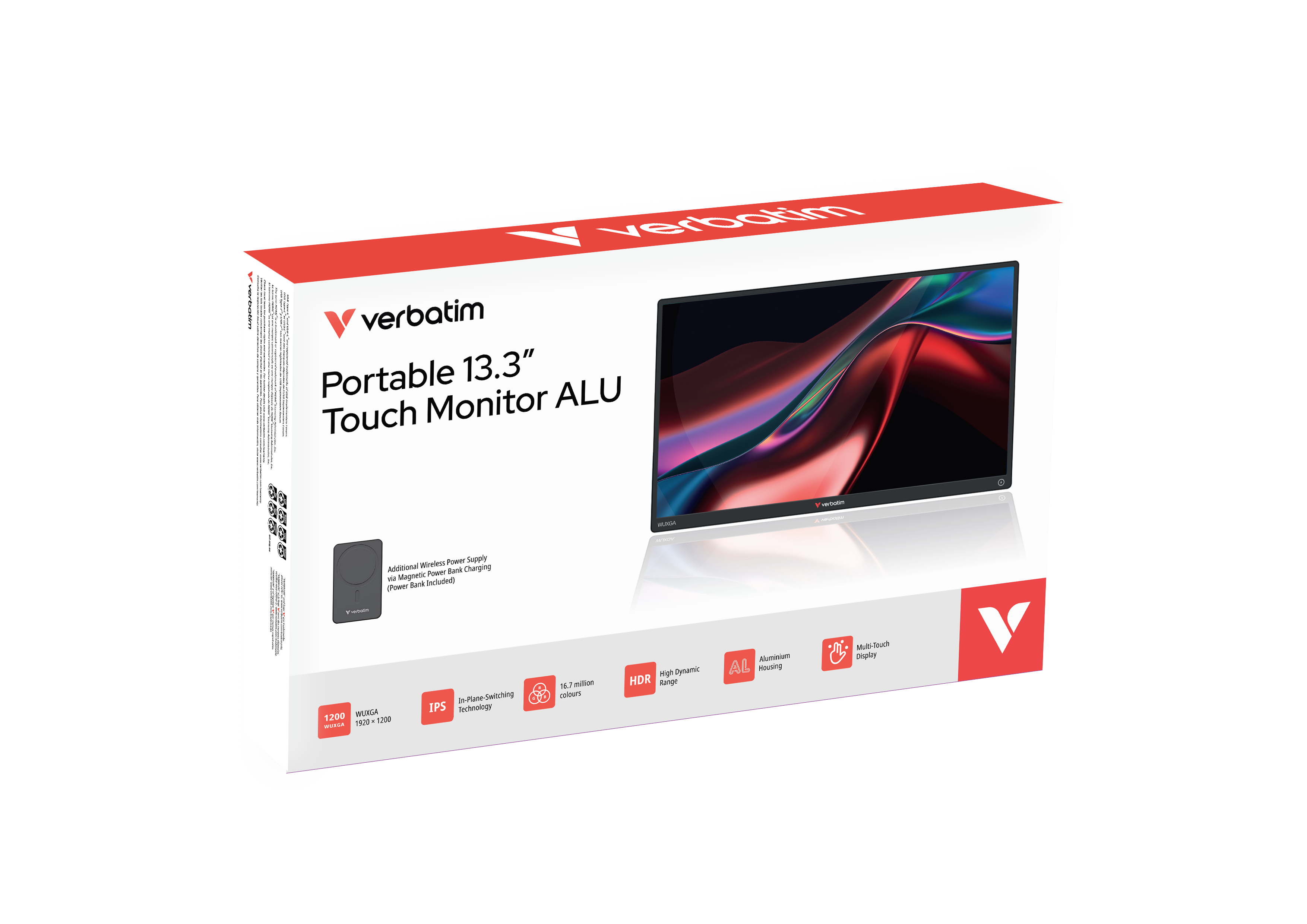 Verbatim 32087 Tragbarer Monitor 33,8 cm (13.3\) 1920 x 1200 Pixel Schwarz