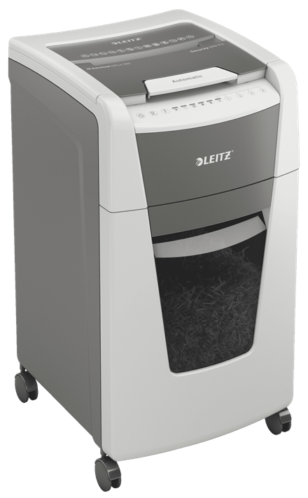 LEITZ IQ Autofeed Small Office 300 Aktenvernichter mit Partikelschnitt P-4, 4 x 26 mm, bis 300 Blatt, weiß